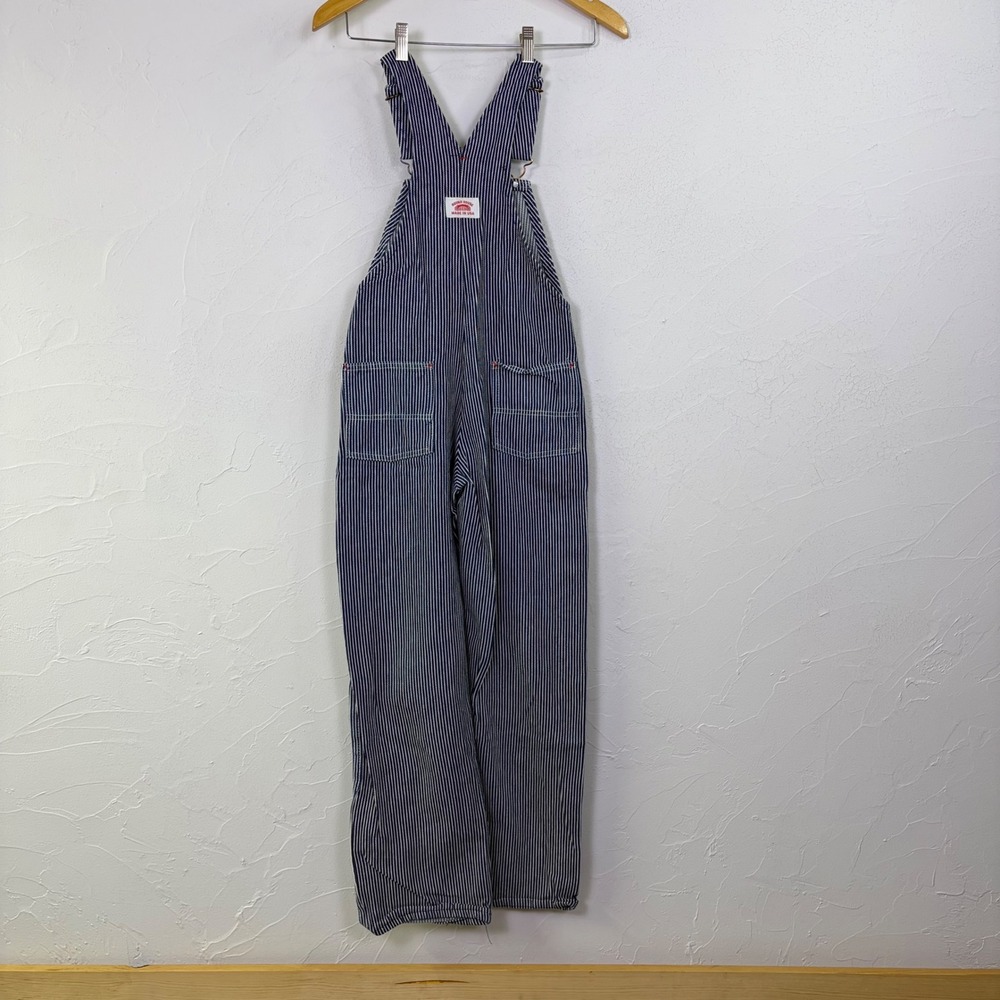 Vintage Round House Overalls Made USA Kids 14 Hickory Stripe Denim Workwear Farm